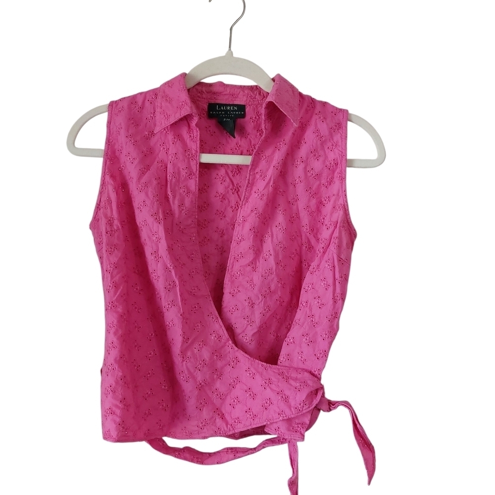 Lauren Ralph Lauren Fuchsia Wrap Blouse